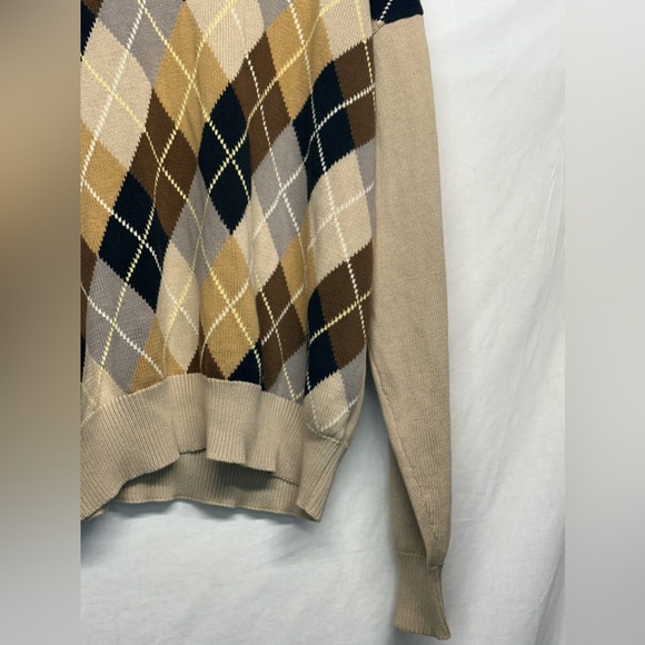 Tuttle Golf Collection Argyle Sweater | 100%‎ Cotton | Size Large | Cream, Grey - Picture 3 of 7